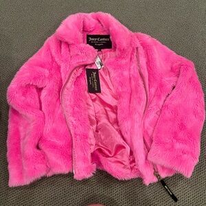 New Juicy black label pink faux fur jacket